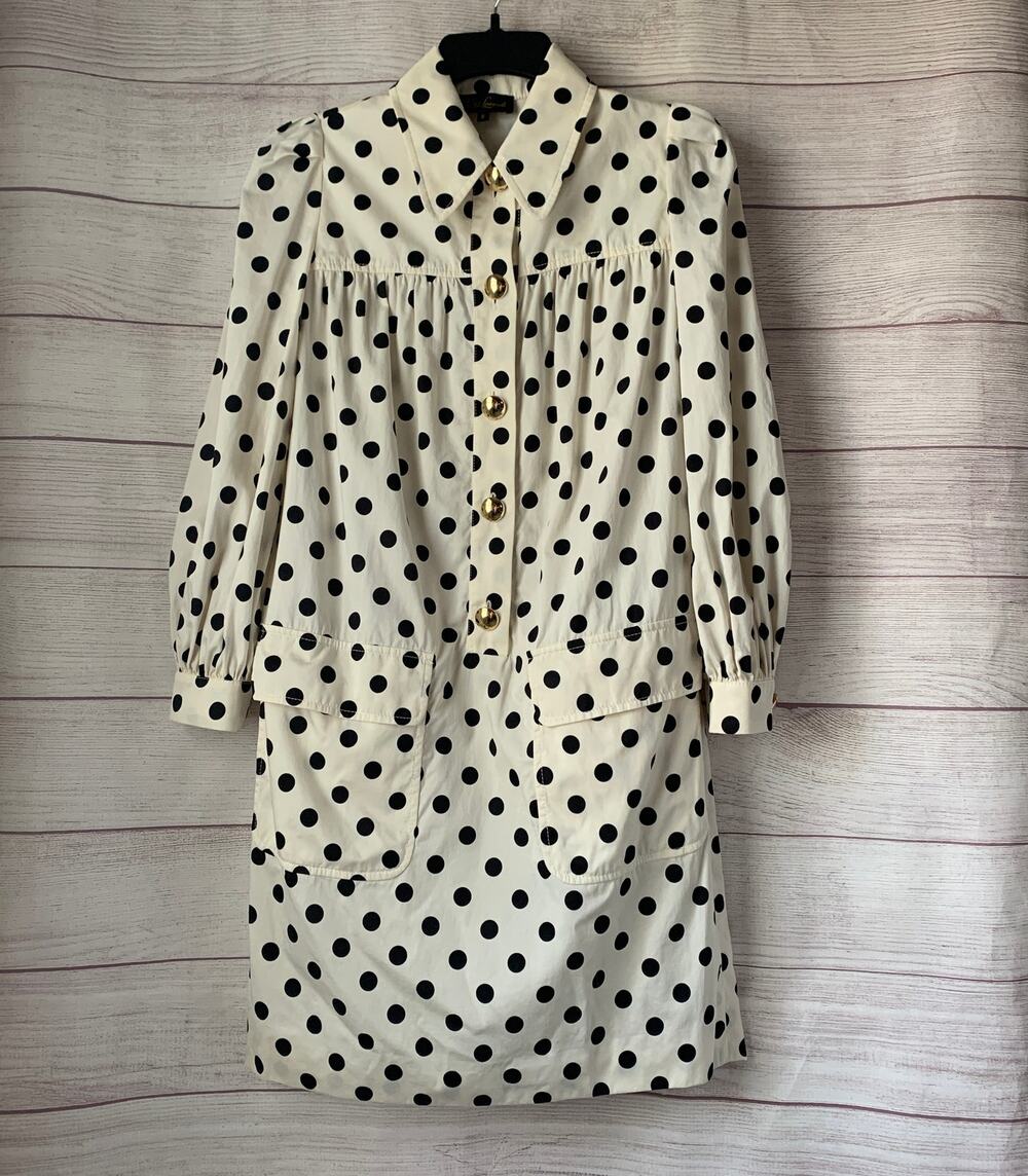 Luisa Spagnoli White and Black Polka Dot Cotton Dress 2021 Spring Size S